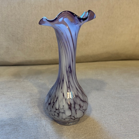 Vintage Purple and White Glass Vase - Picture 3 of 10